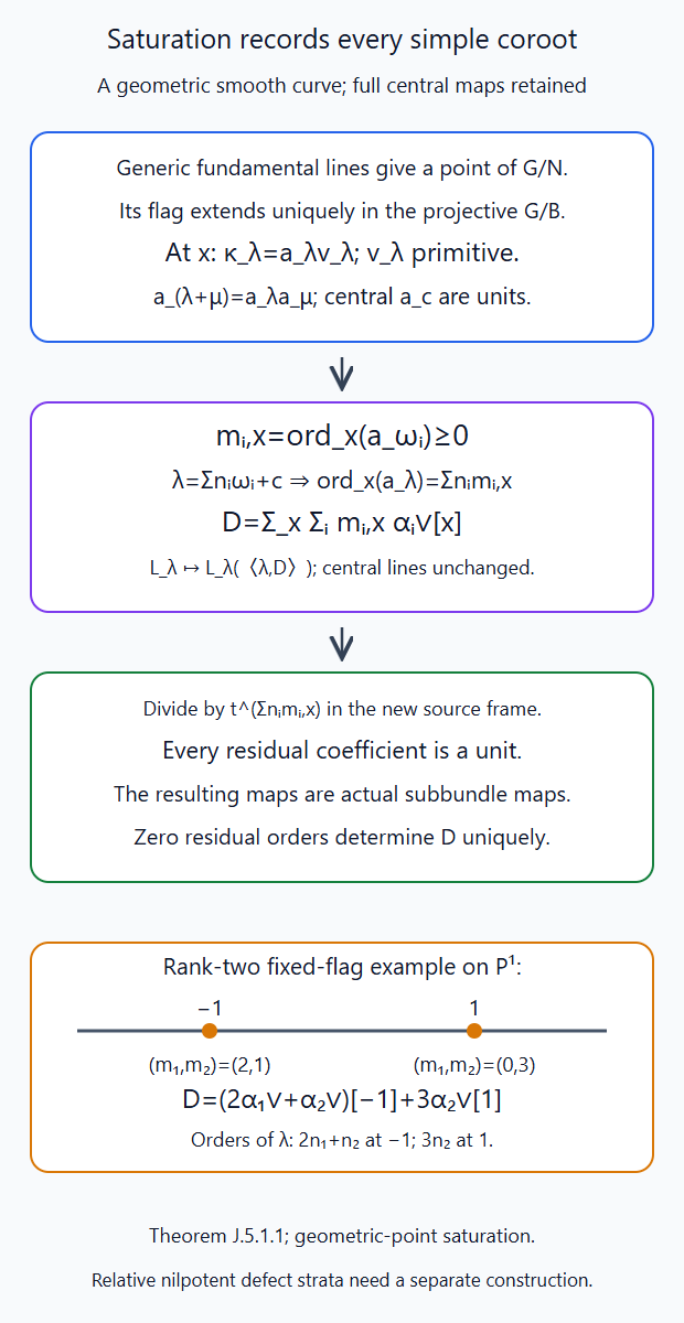 Primitive saturated lines and their exact valuation orders determine the complete coroot-valued defect divisor
