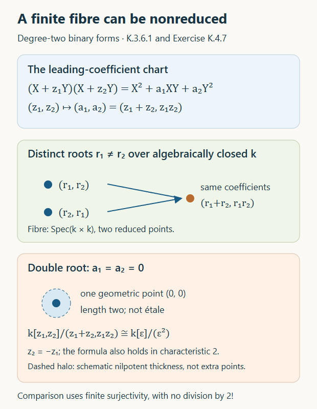 Two ordered factors and a nonreduced double-root fibre