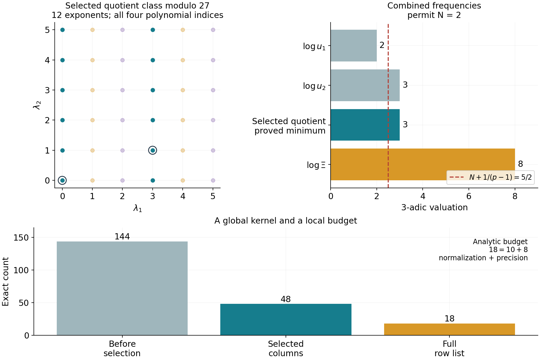 Selected monomials, projected logarithmic precision and the global column surplus